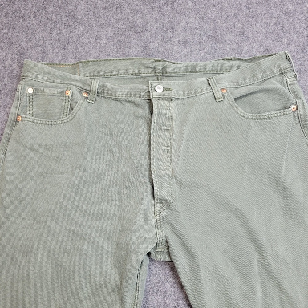 Levis 501 Jeans Mens 44x32 Green Straight Leg Button Fly Work Wear Americana - Picture 4 of 13